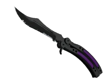 ★ StatTrak™ Butterfly Knife | Ultraviolet (Well-Worn)